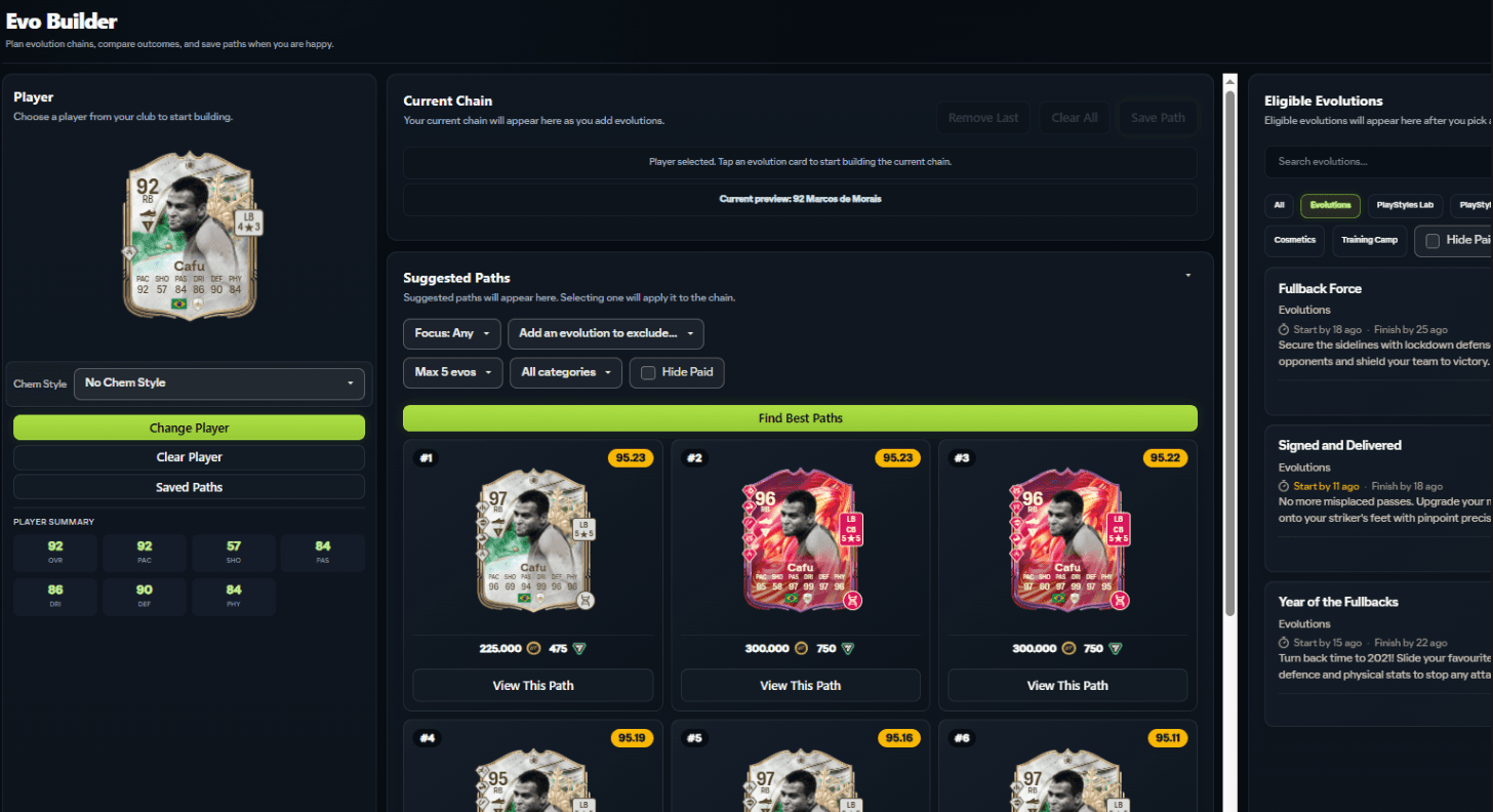 FUT Forge EVO Builder desktop workspace
