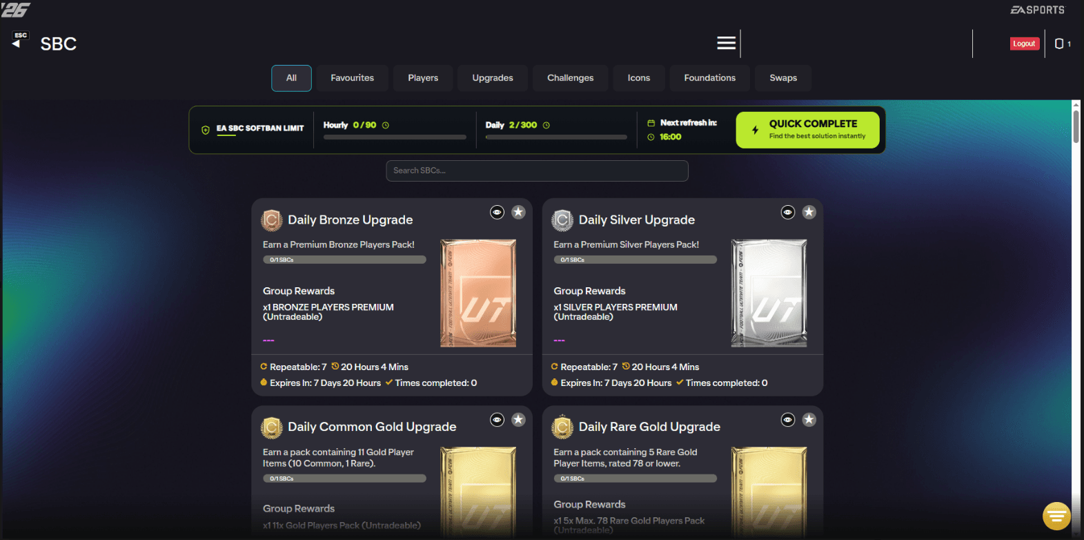 FUT Forge SBC Solver desktop workspace